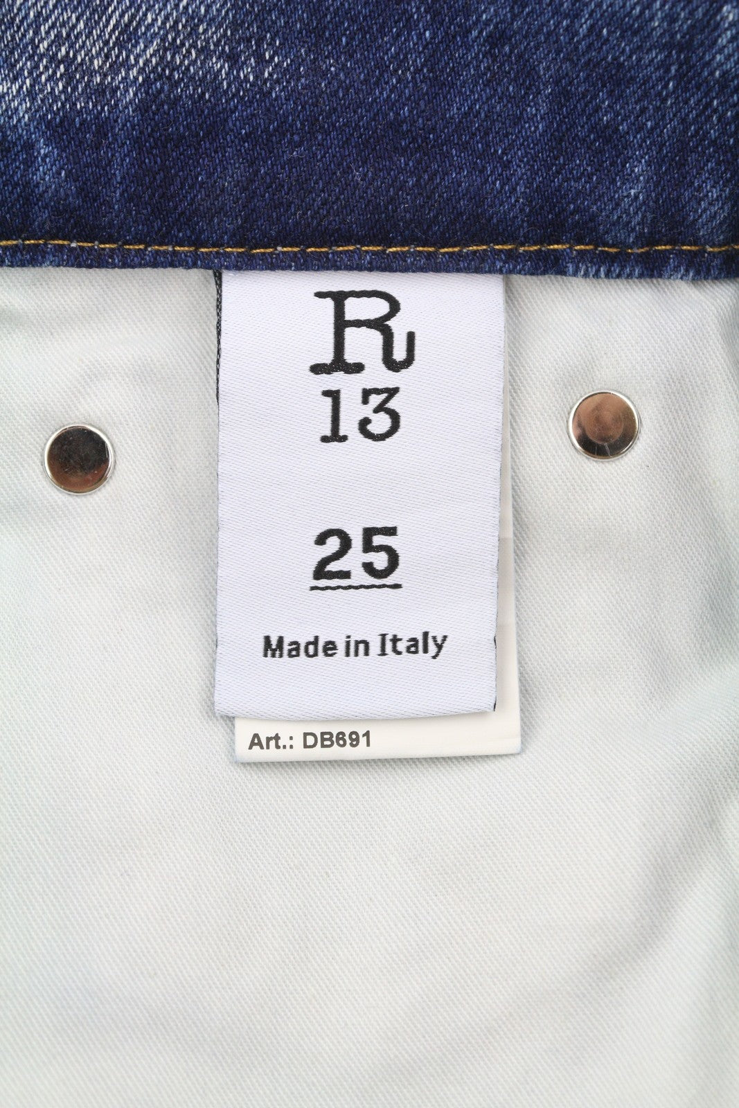 R13 Cuffed Boyfriend Women Jeans 25 Abyss Selvedge Blue Limited Edition PS26