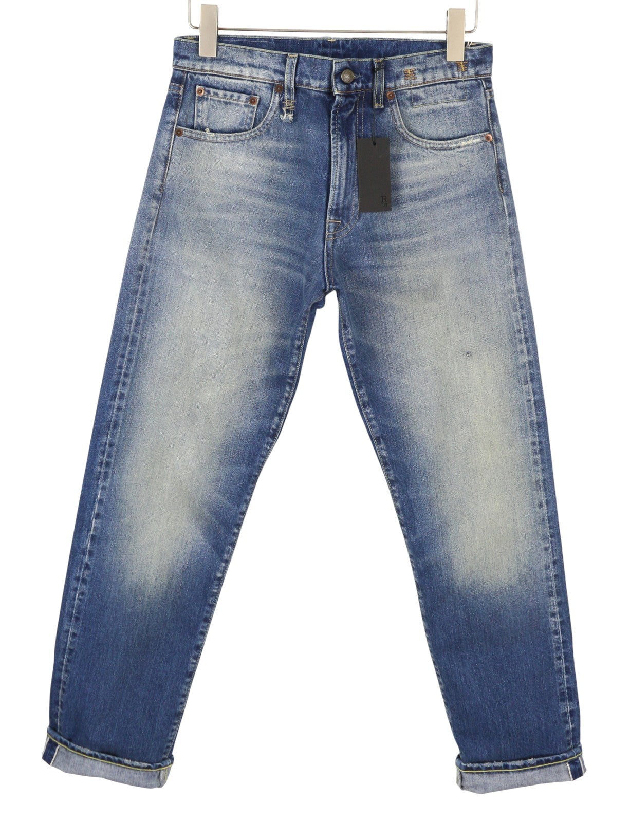 R13 Cuffed Boyfriend Women Jeans 25 Abyss Selvedge Blue Limited Edition PS26