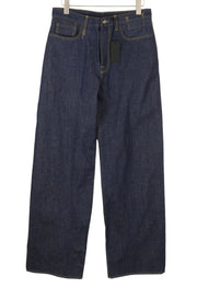 R13 Lisa Baggy Women Jeans 27 Bain Blue Rigid Zipper Denim Long