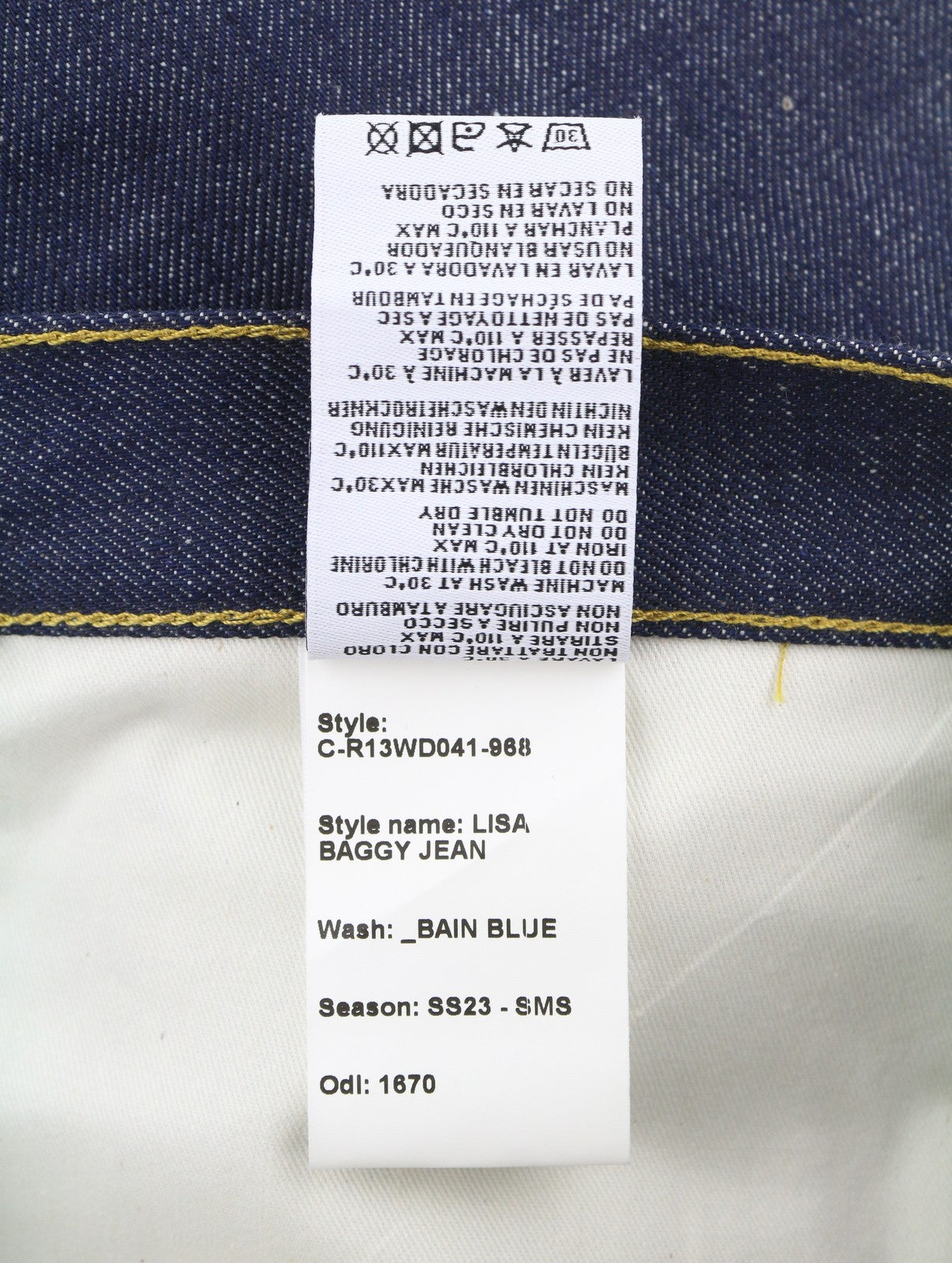 R13 Lisa Baggy Women Jeans 27 Bain Blue Rigid Zipper Denim Long