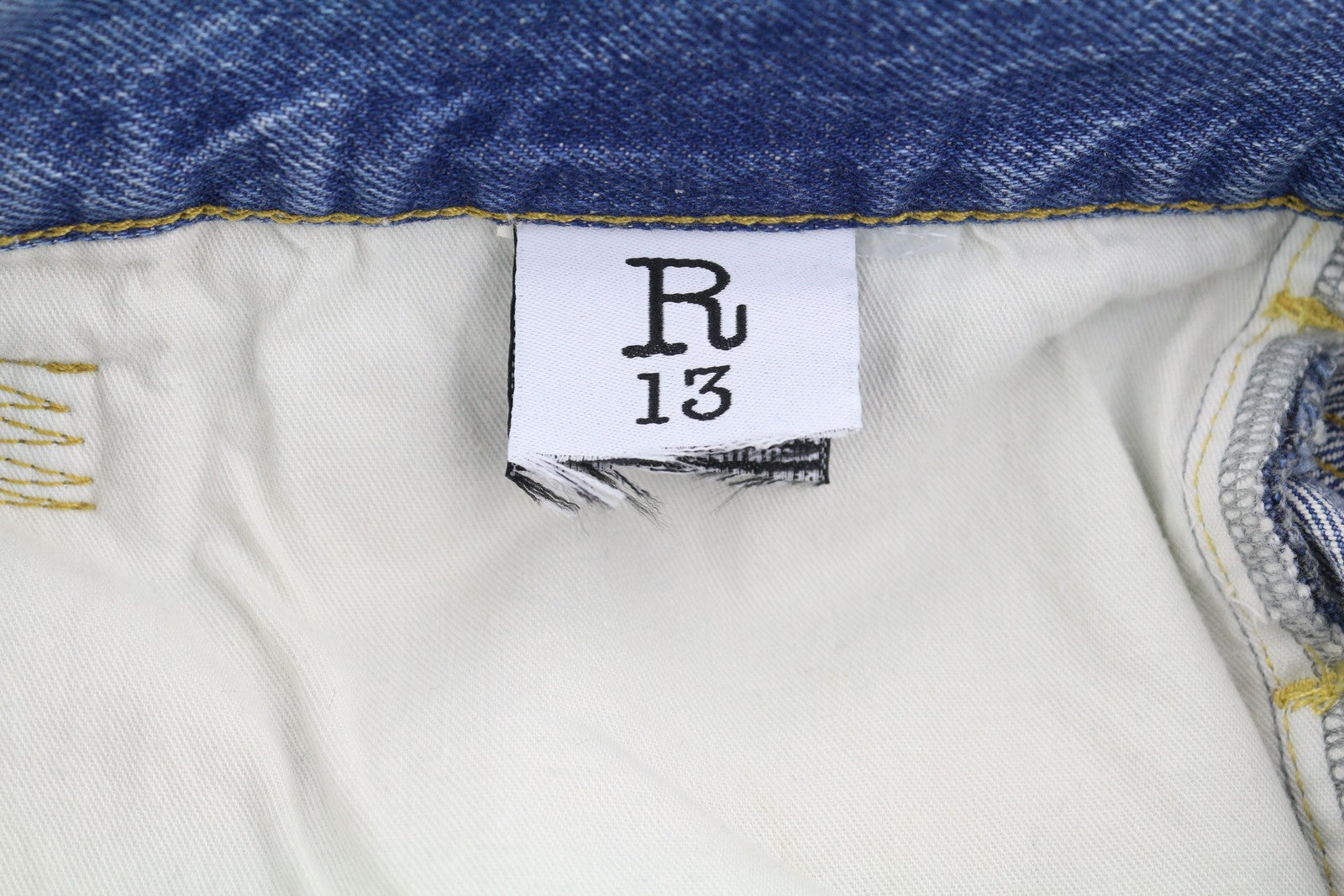 R13 Women Jeans ~W36 Blue Faded Whiskers Dirty Look Straight Fit Cropped