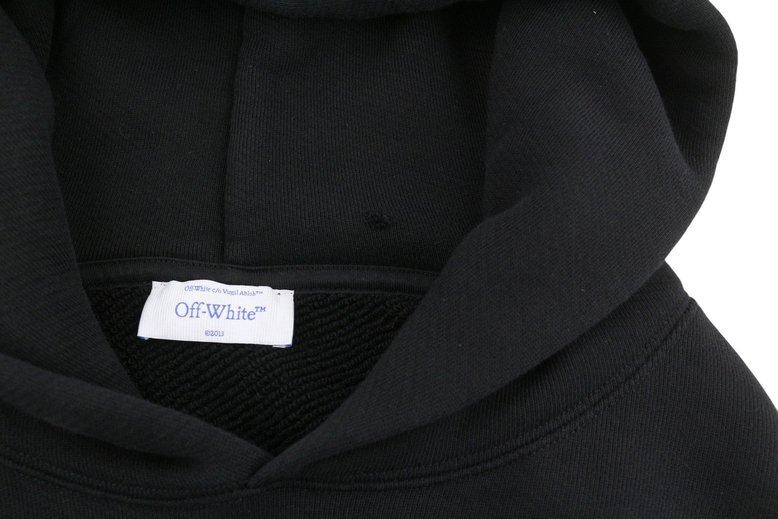 OFF-WHITE Black Intern Men Hoodie L Pull On Kangaroo Pocket Oversized