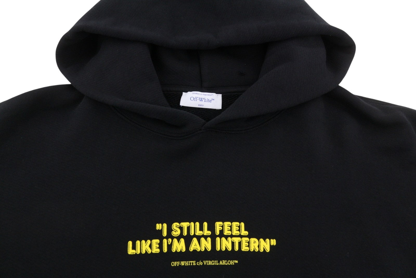 OFF-WHITE Black Intern Men Hoodie L Pull On Kangaroo Pocket Oversized