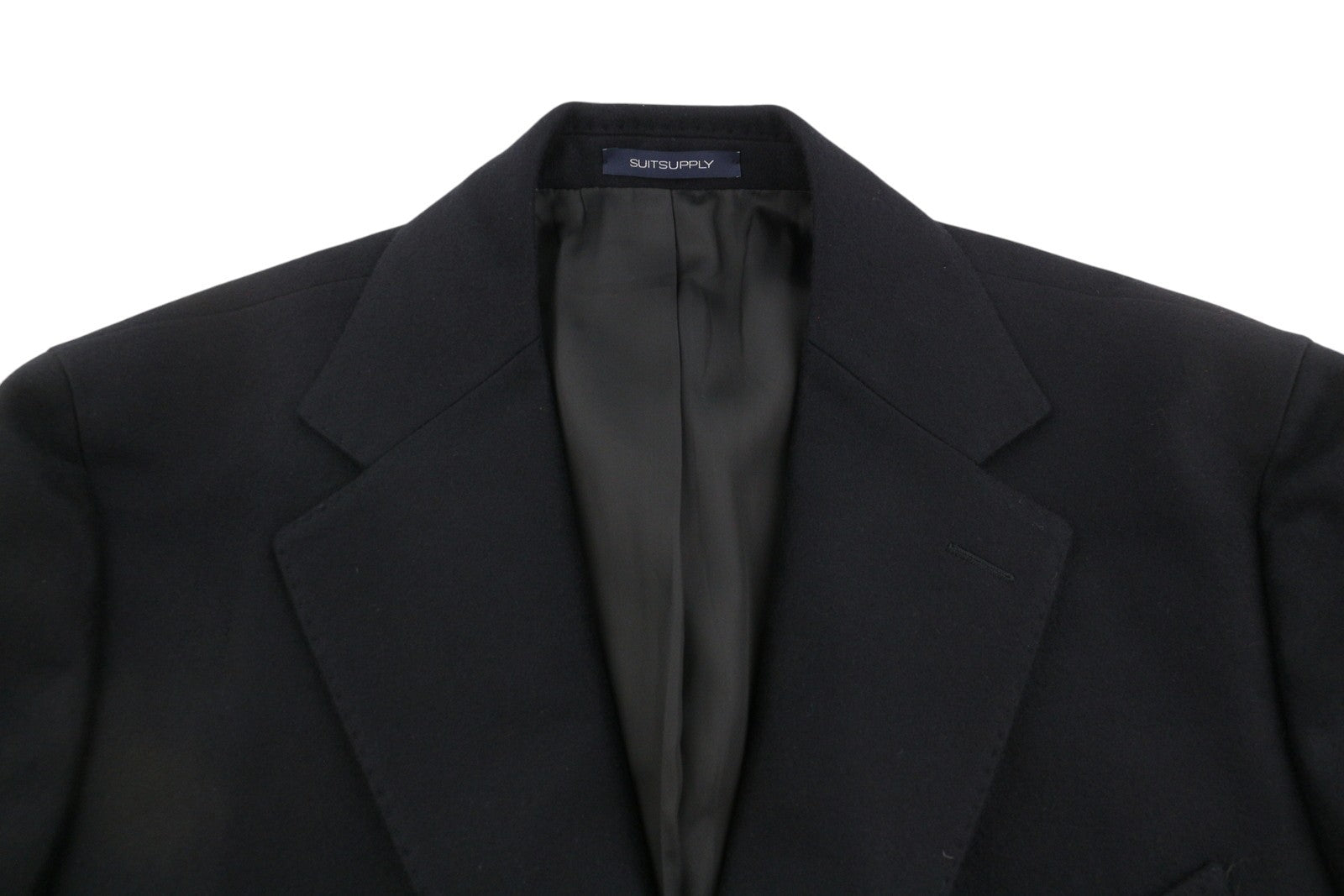SUITSUPPLY Vicenza Men Coat UK46S Black Wool Cashmere Notch Lapel Button-Up