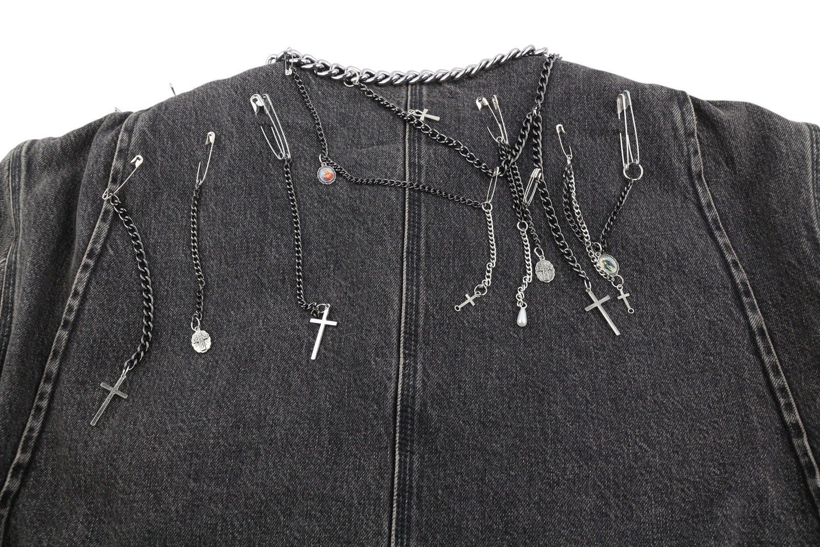 R13 Chain Embellished Cropped Chore Women Jacket M Dusky Grey FW25 RRP2400