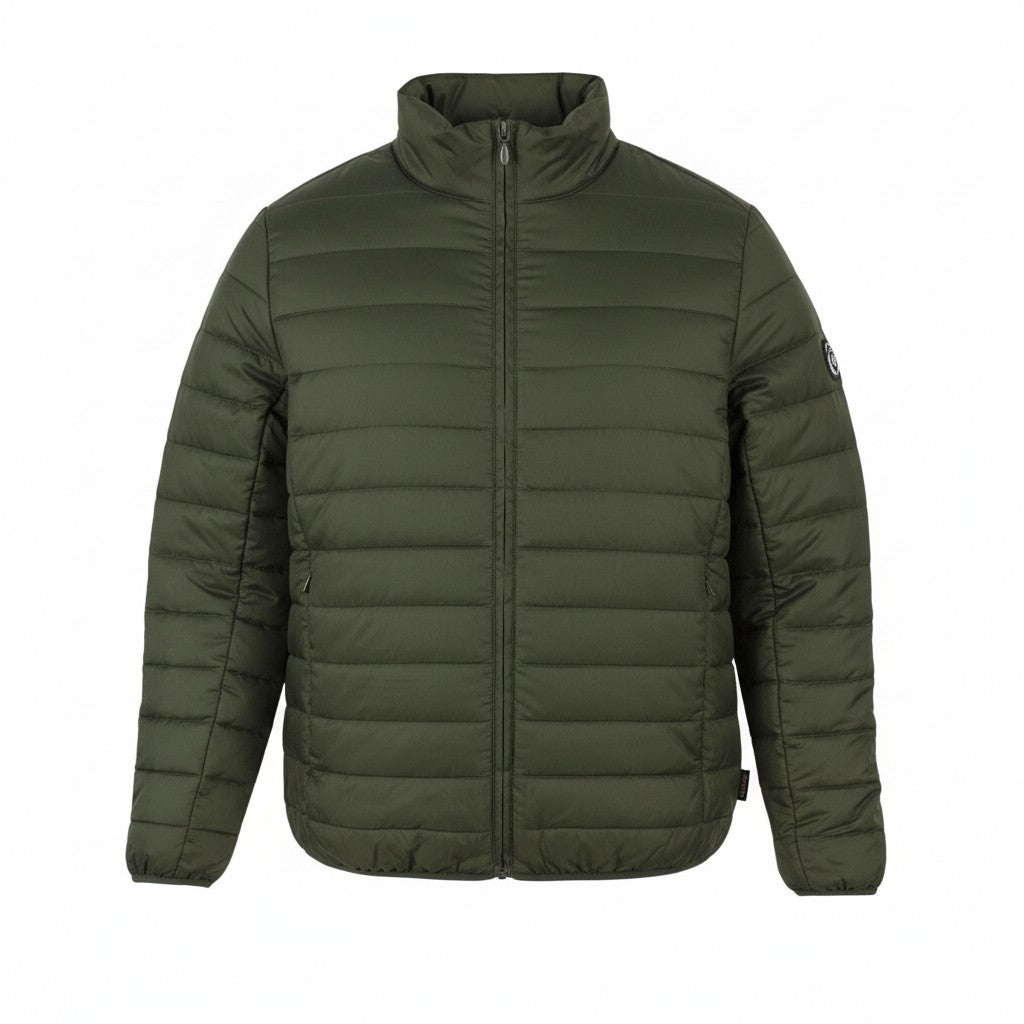 TED LAPIDUS Men Jacket L Green Down Filled Quilted High Neck Full Zip Puffer