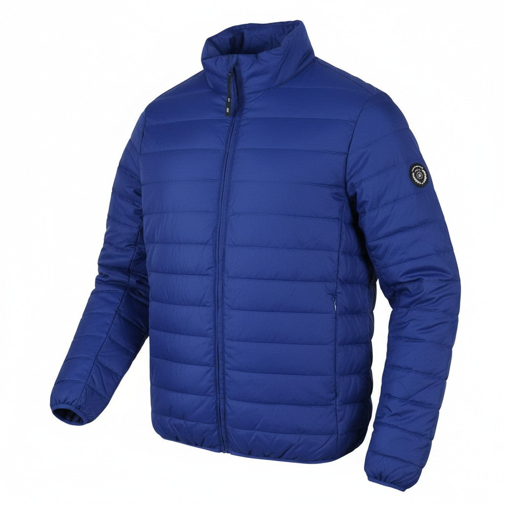 TED LAPIDUS Men Jacket M Blue Down Filled Quilted High Neck Full Zip Puffer