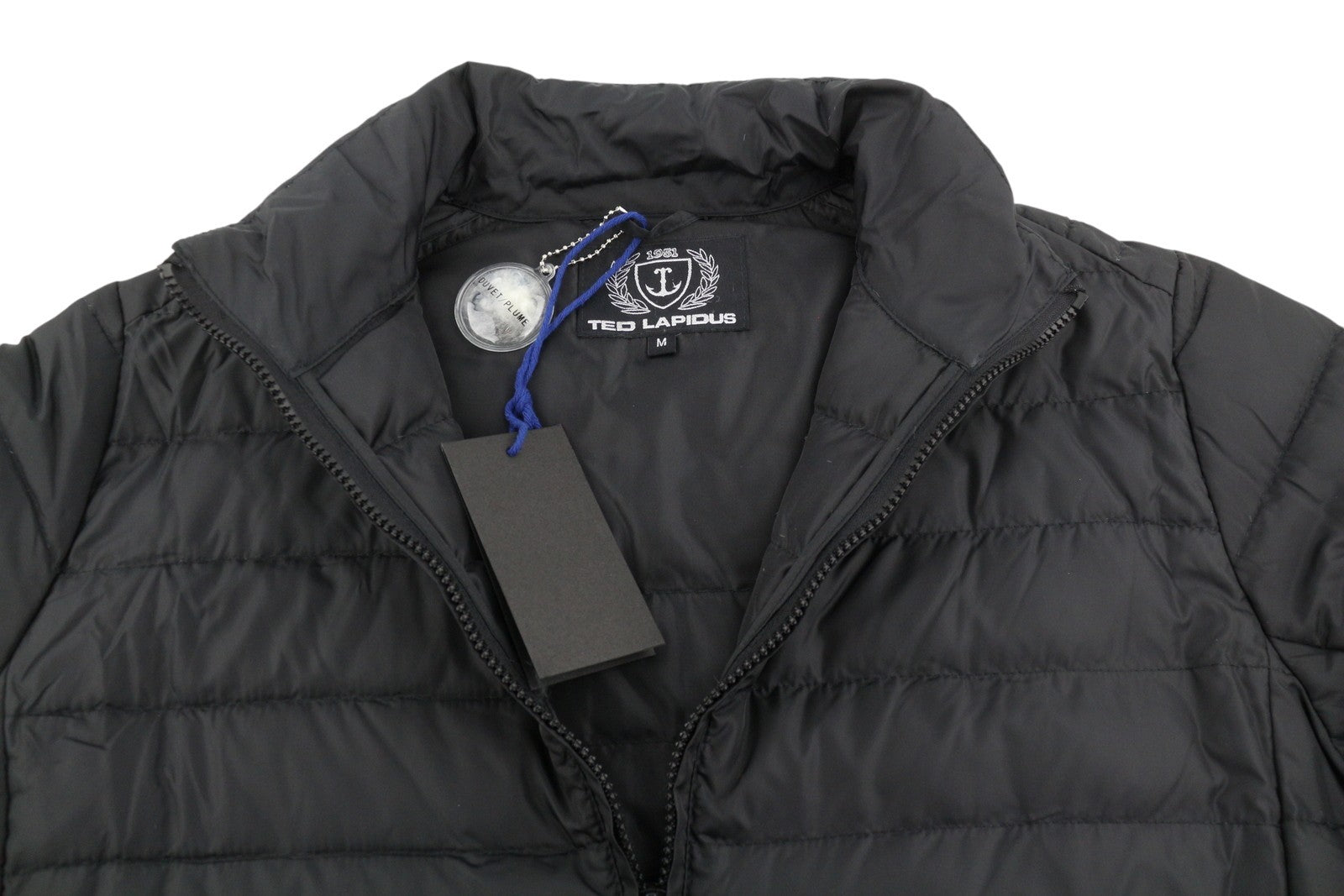 TED LAPIDUS Men Jacket M Black Down Filled Quilted High Neck Full Zip Puffer