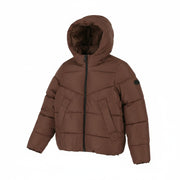 ONLY Lada Short Women Jacket XS Brown Padded Quilted Hooded Full Zip Puffer
