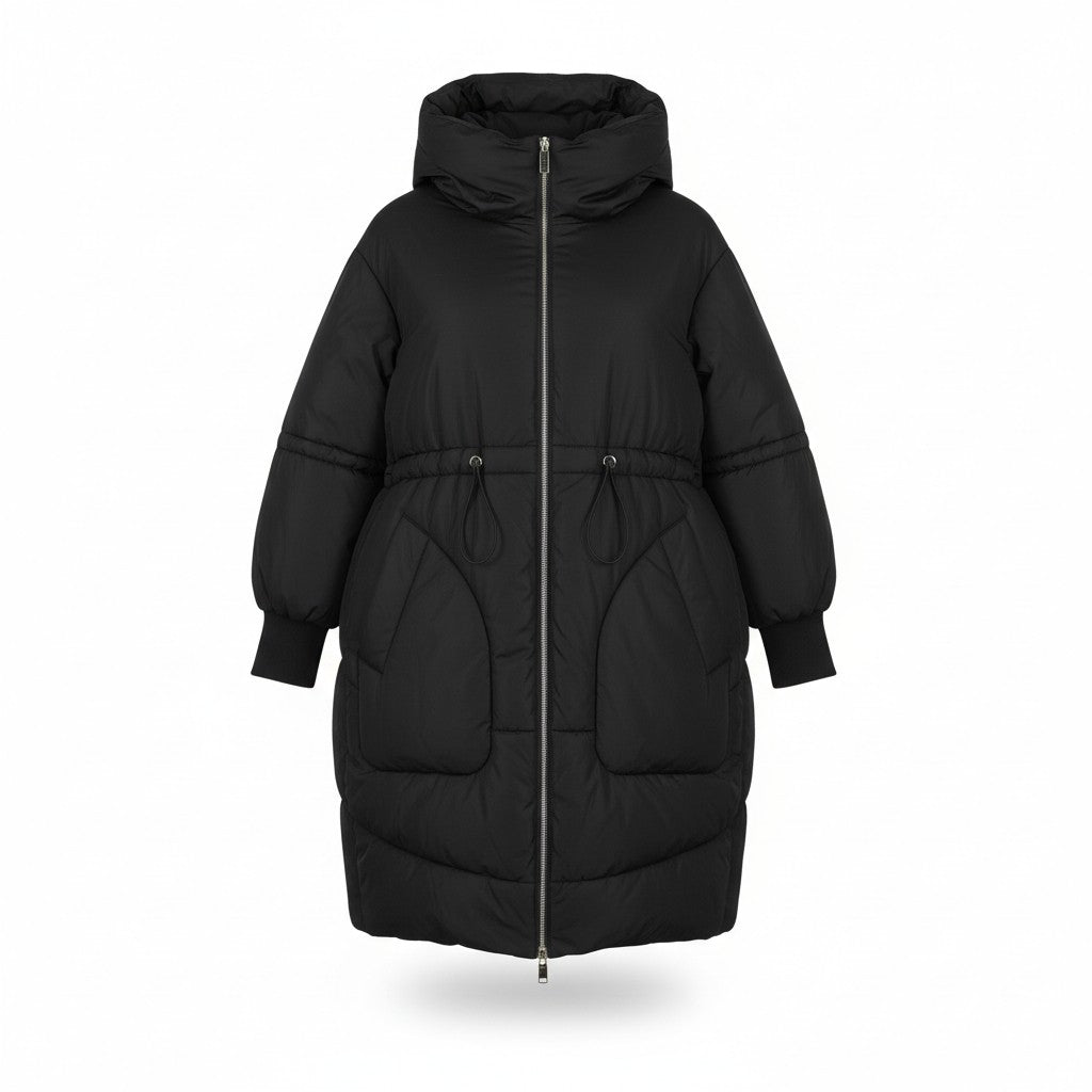 CREAM Soile Women Jacket M Black Drawstring Waist Padded Quilted Oversize RRP169