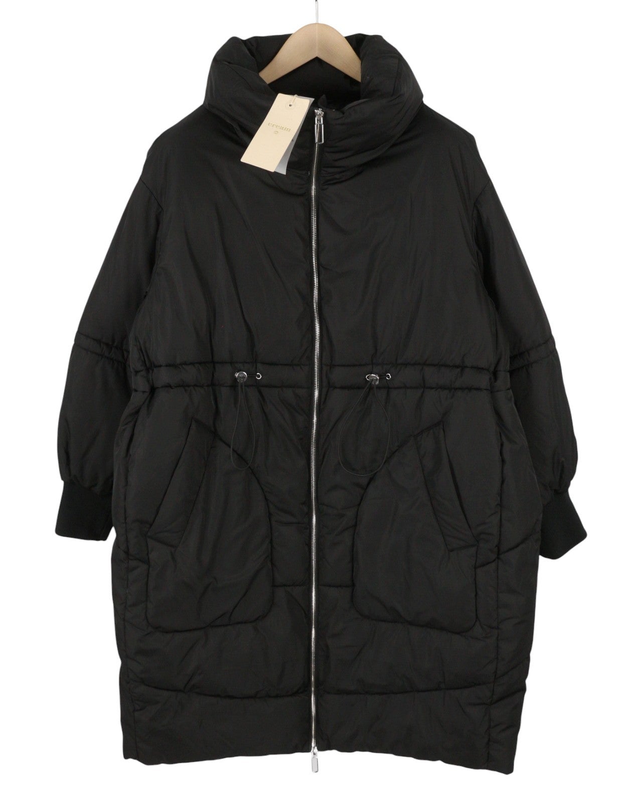 CREAM Soile Women Jacket M Black Drawstring Waist Padded Quilted Oversize RRP169