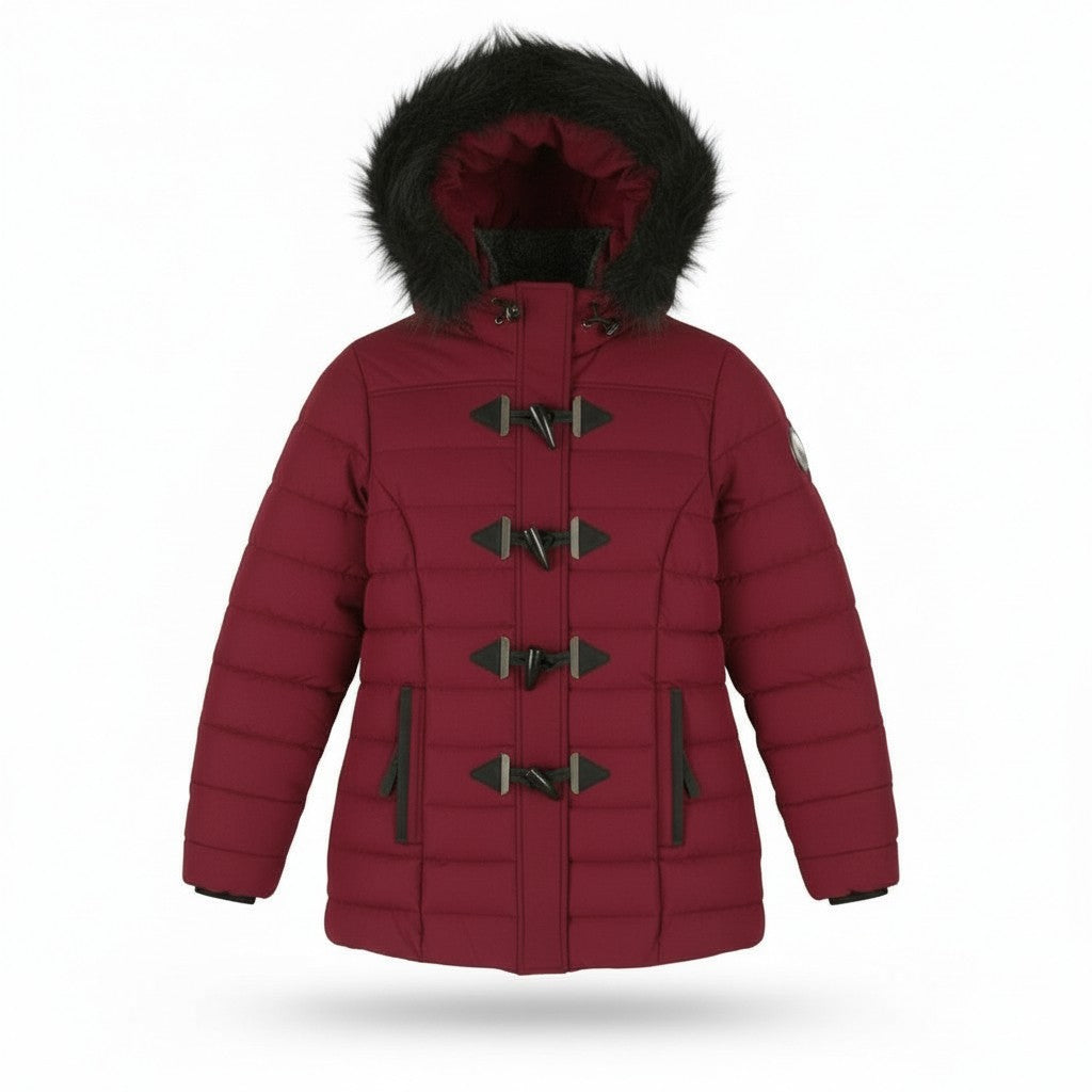 SUPERDRY Microfibre Tall Toggle Parka Women Jacket EU40 Burgundy Hooded
