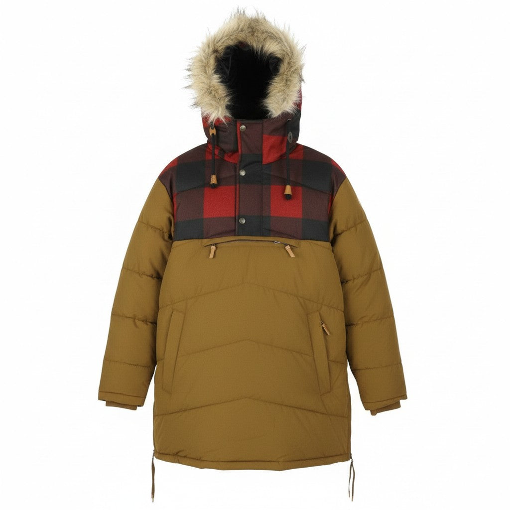 ICEPEAK Alabaster Men Jacket EU48 S/M Brown Plaid Padded Hooded Quilted Anorak