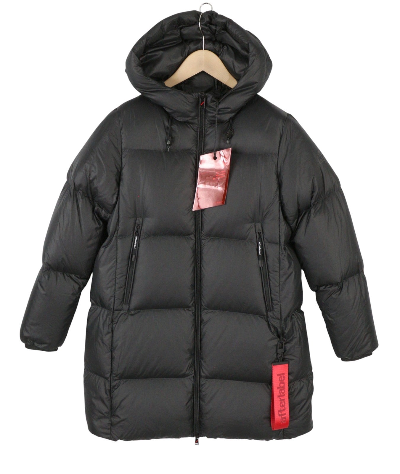 AFTER LABEL Ruby Women Jacket S Black Down Filled Quilted Hooded Puffer RRP540