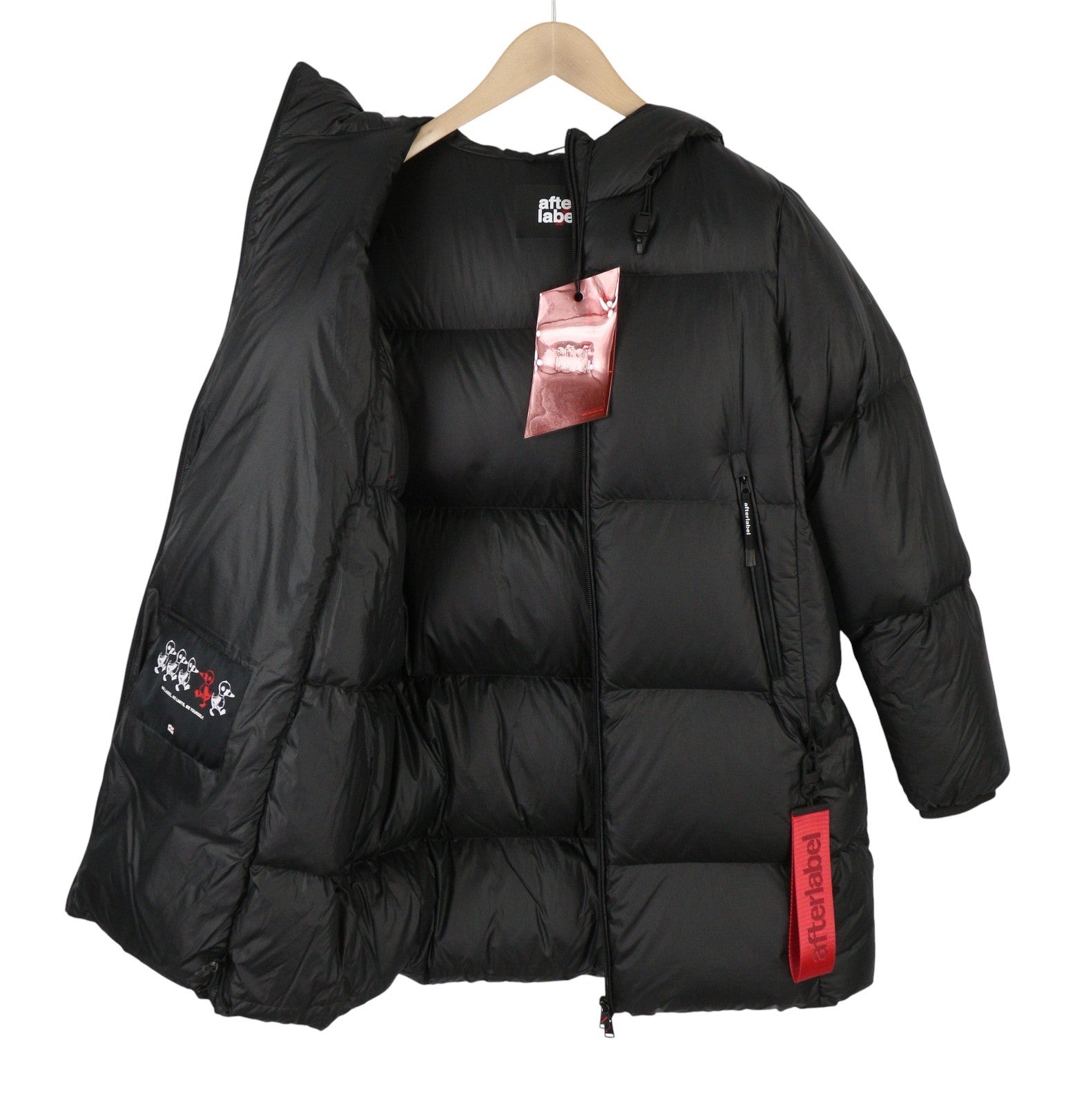 AFTER LABEL Ruby Women Jacket S Black Down Filled Quilted Hooded Puffer RRP540