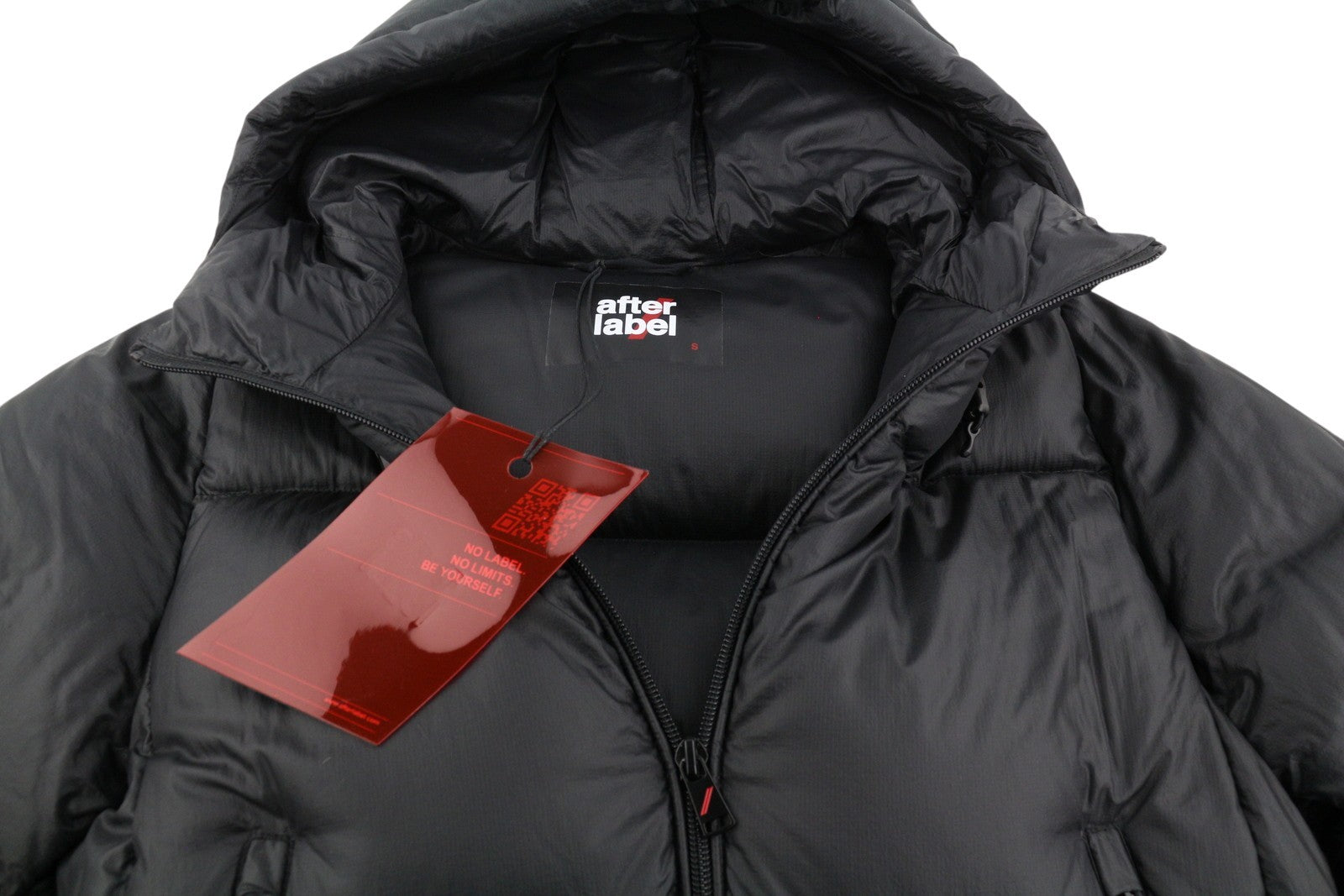 AFTER LABEL Ruby Women Jacket S Black Down Filled Quilted Hooded Puffer RRP540