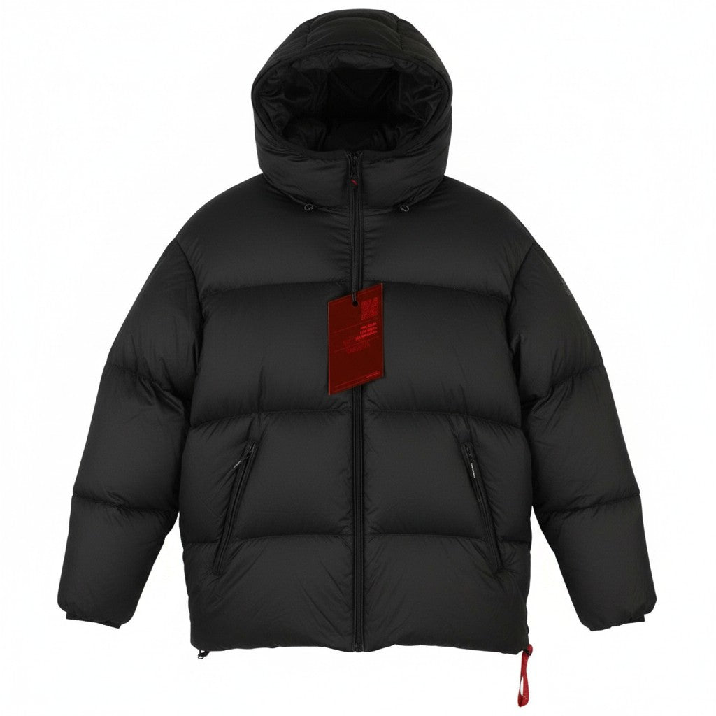 AFTER LABEL Yukon Women Jacket M Black Down Filled Quilted Hooded Puffer RRP540