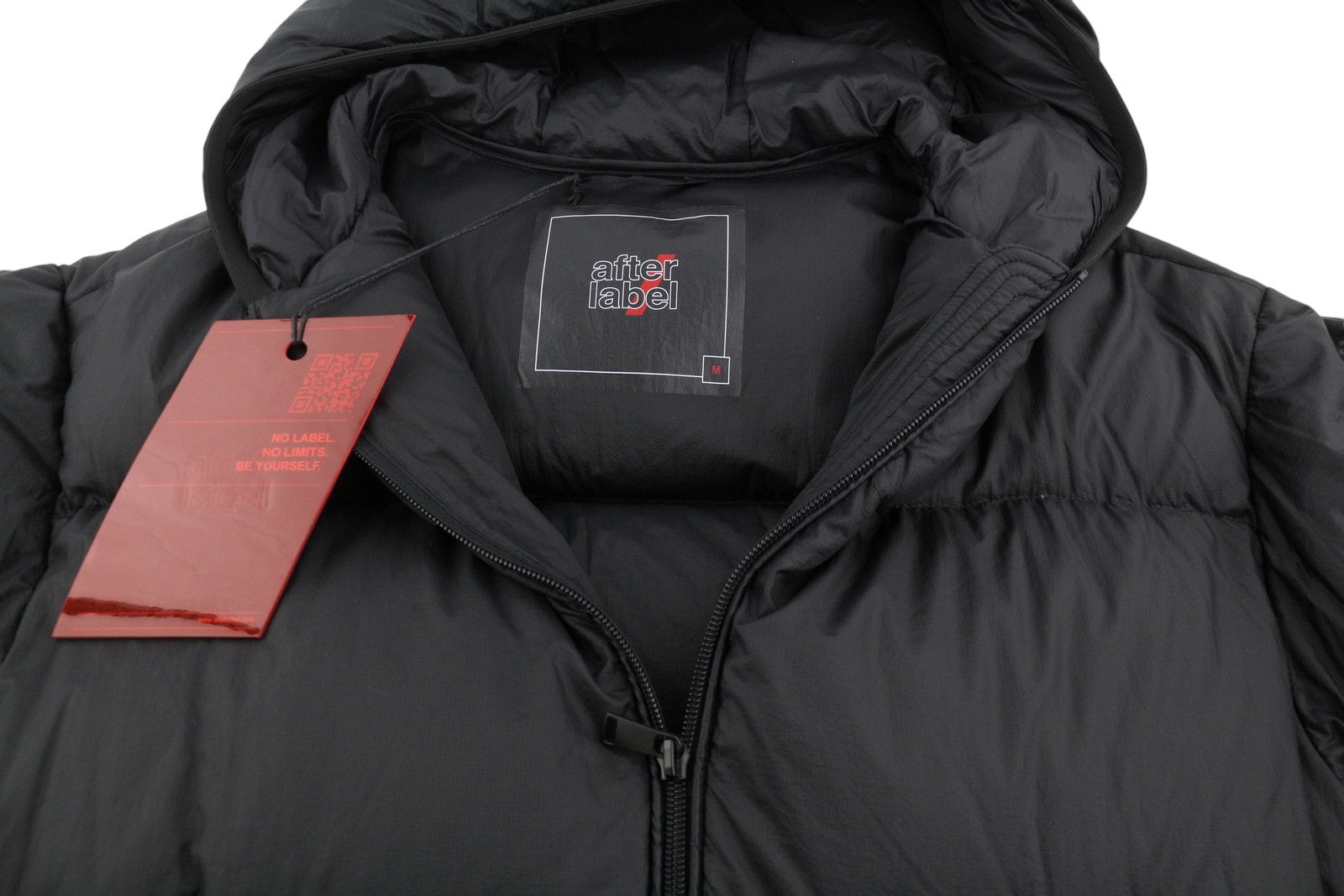 AFTER LABEL Yukon Women Jacket M Black Down Filled Quilted Hooded Puffer RRP540