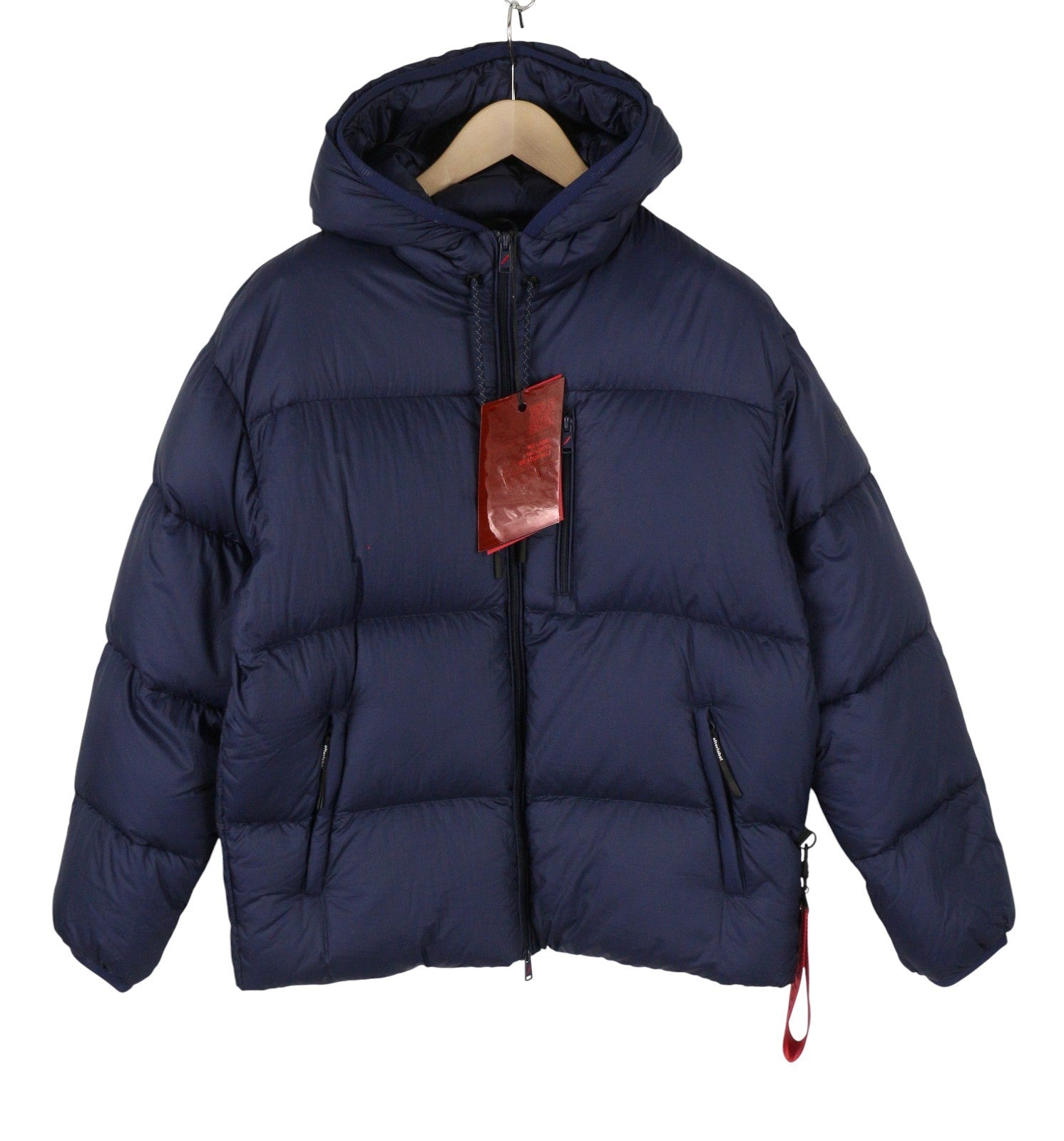 AFTER LABEL Quebec Men Jacket L Blue Down Filled Quilted Hooded Puffer RRP500