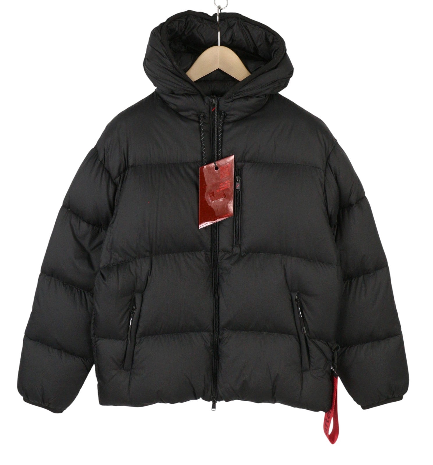 AFTER LABEL Quebec Men Jacket L Black Down Filled Quilted Hooded Puffer RRP500