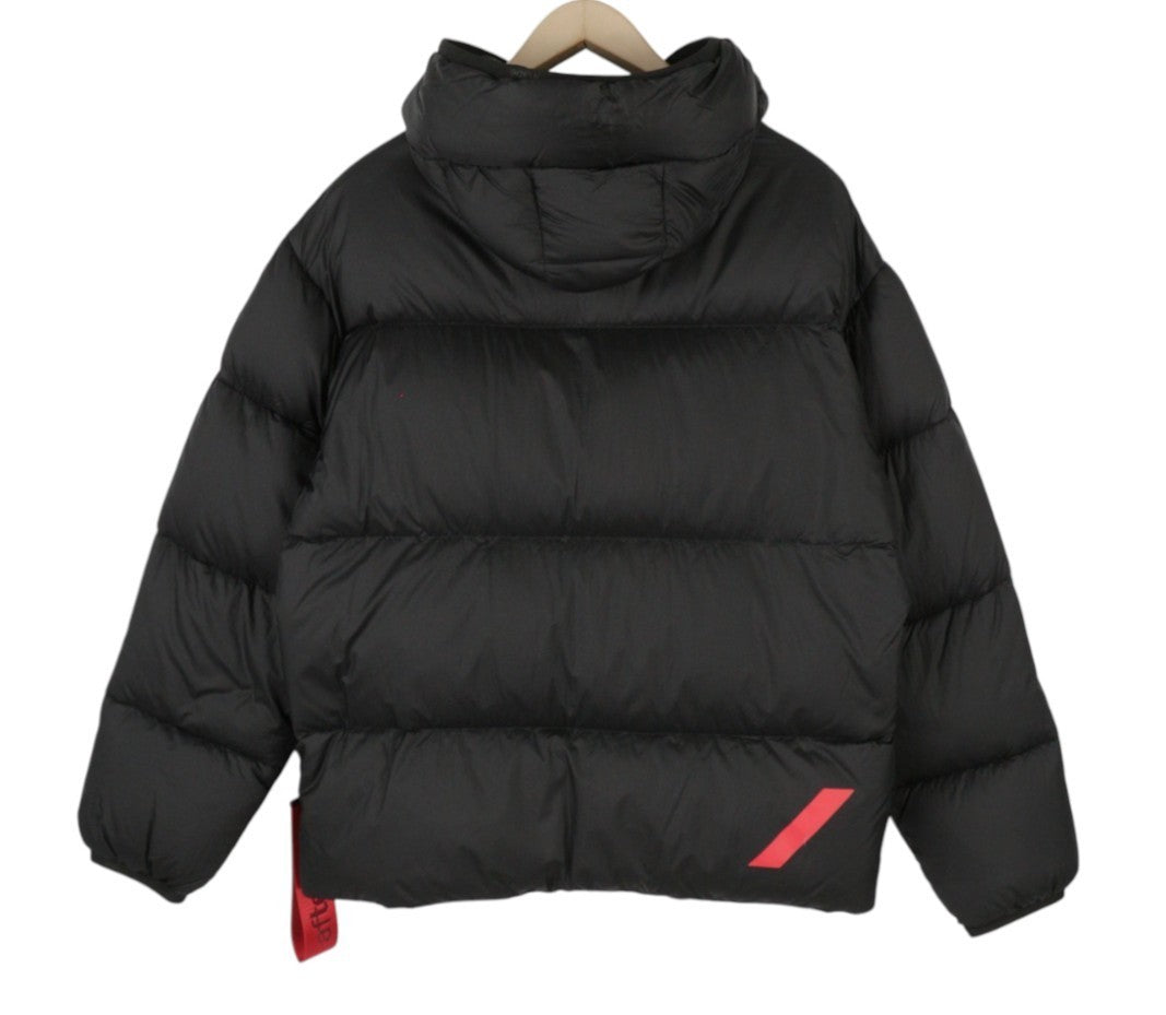 AFTER LABEL Quebec Men Jacket L Black Down Filled Quilted Hooded Puffer RRP500