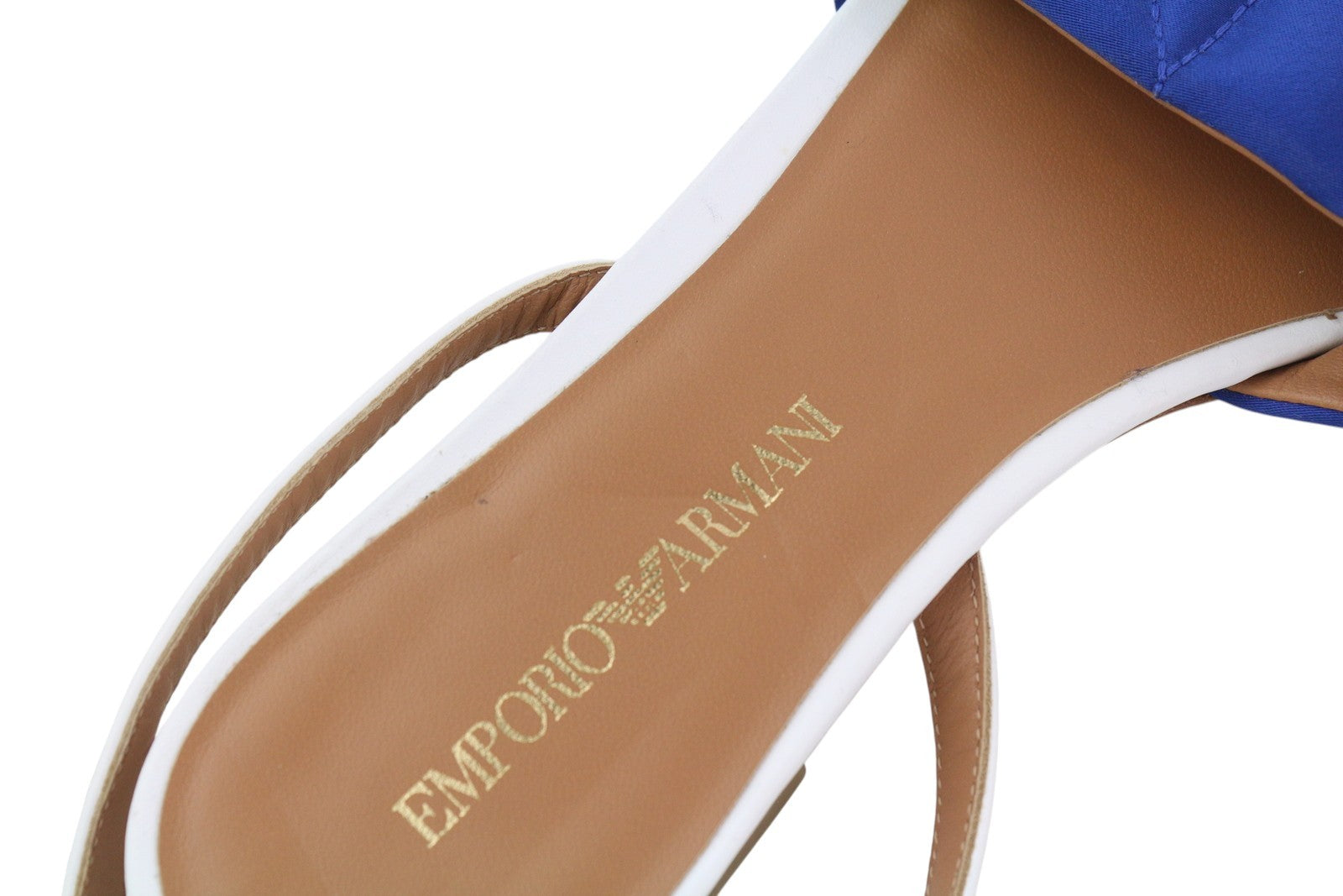 EMPORIO ARMANI Women Sandals EU37 Leather Flat Quilted Square Toe Buckle