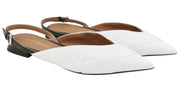 EMPORIO ARMANI X3D247 Women Flats EU37 White Leather Pointed Slip On Logo