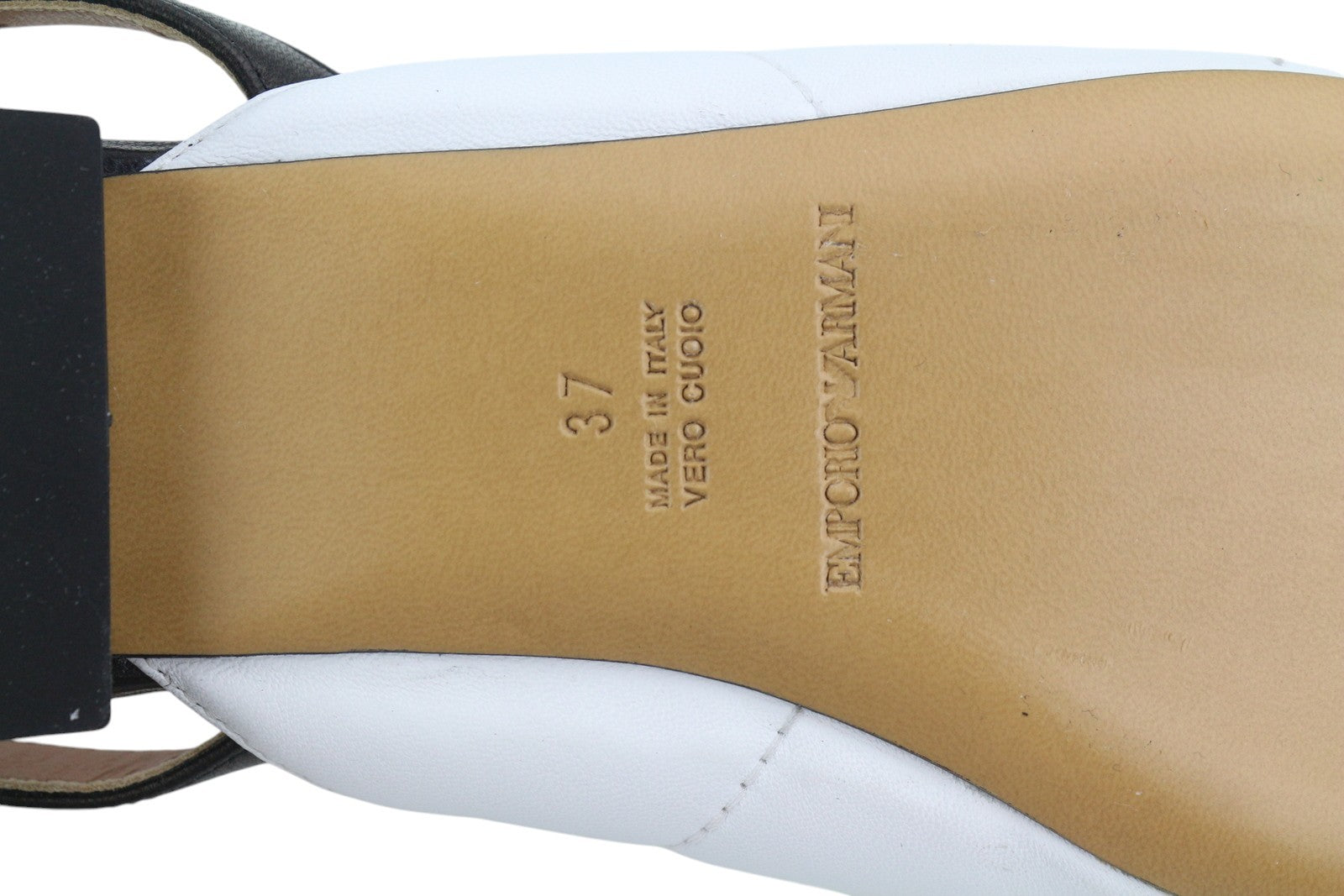 EMPORIO ARMANI X3D247 Women Flats EU37 White Leather Pointed Slip On Logo