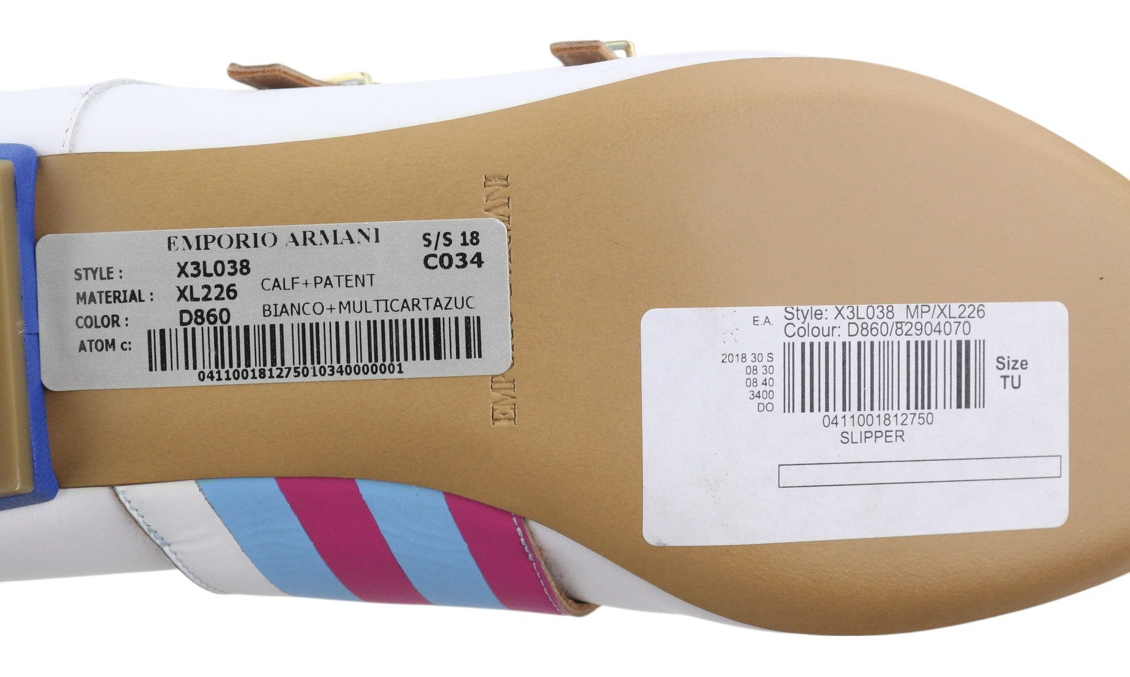 EMPORIO ARMANI X3L038 Women Shoes EU37 White Leather Double Monk Pointed