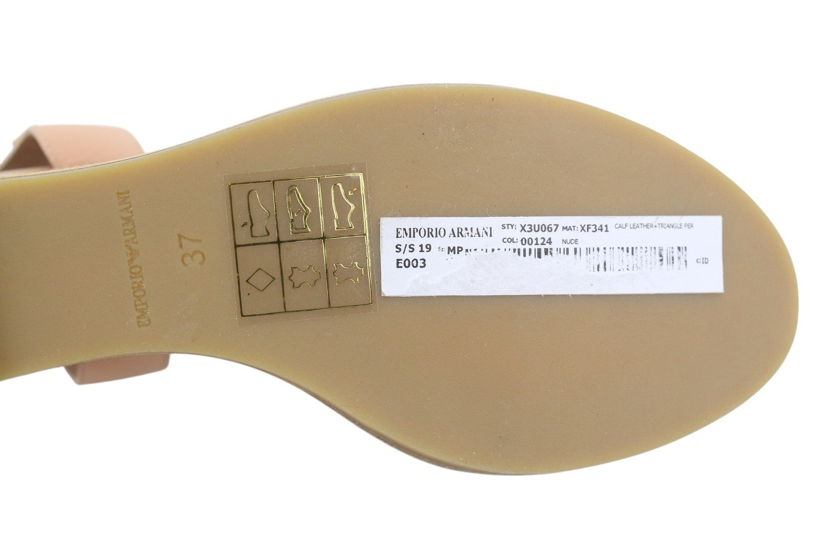 EMPORIO ARMANI X3U067 Women Sandals EU37 Light Pink Leather Wedge RRP219