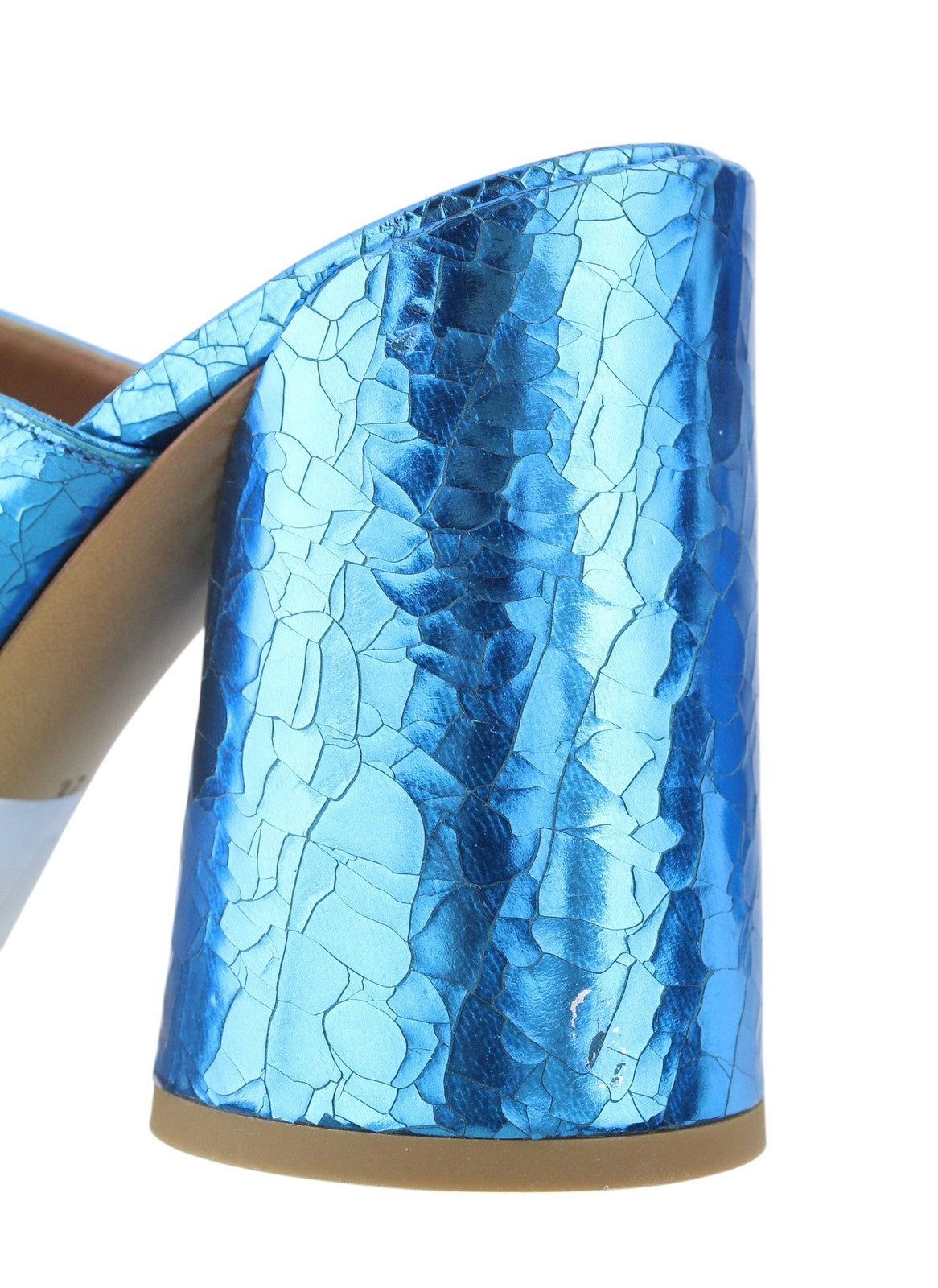 EMPORIO ARMANI X3P713 Women Sandals EU37 Blue Shiny Leather Mule Slip On RRP299