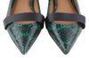 Green Leather Flats