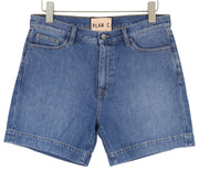 PLAN C Women Shorts 38 Blue Washed Denim Zip Fly Cotton Casual RRP389