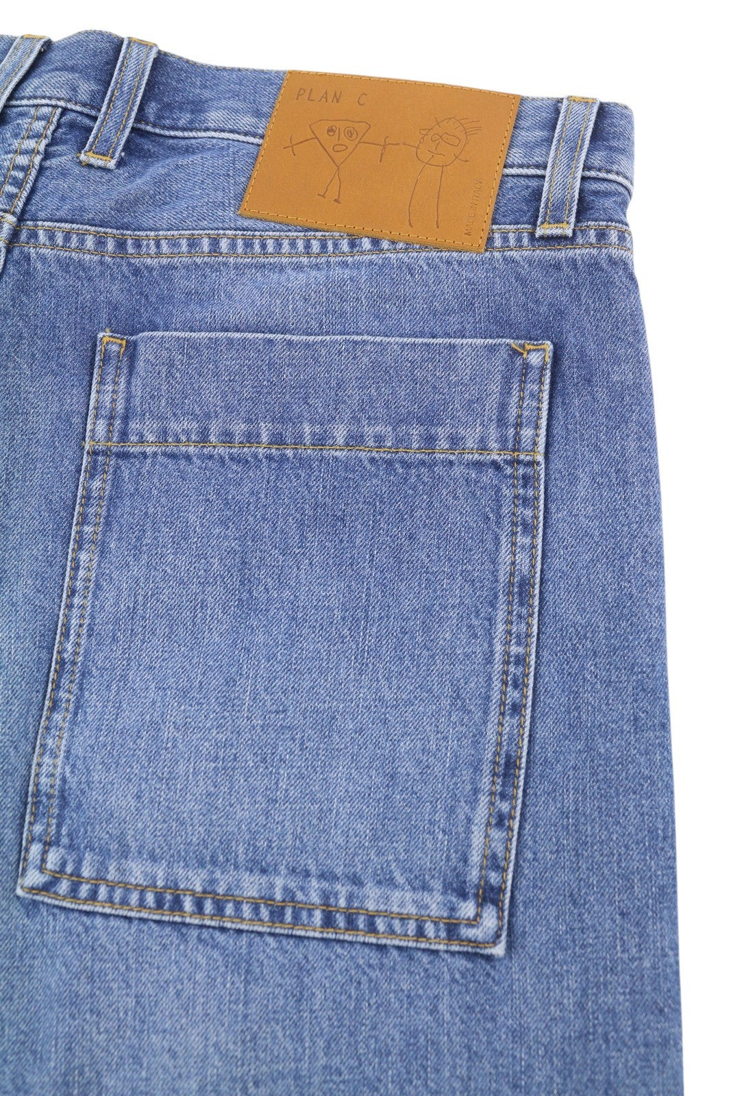PLAN C Women Shorts 40 Blue Washed Denim Zip Fly Cotton Casual RRP389
