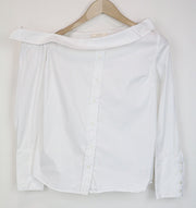 SUISTUDIO Bob Women's Top UK10 White Slim Cotton Blend Formal Boat Neck Blouse