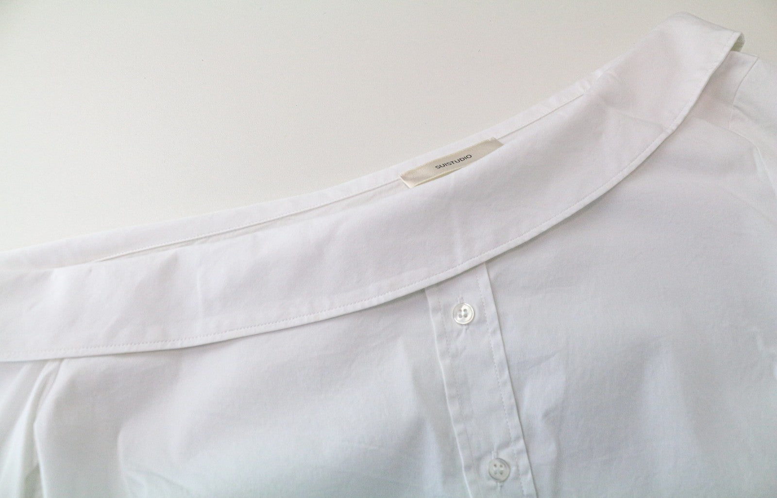 SUISTUDIO Bob Women's Top UK10 White Slim Cotton Blend Formal Boat Neck Blouse