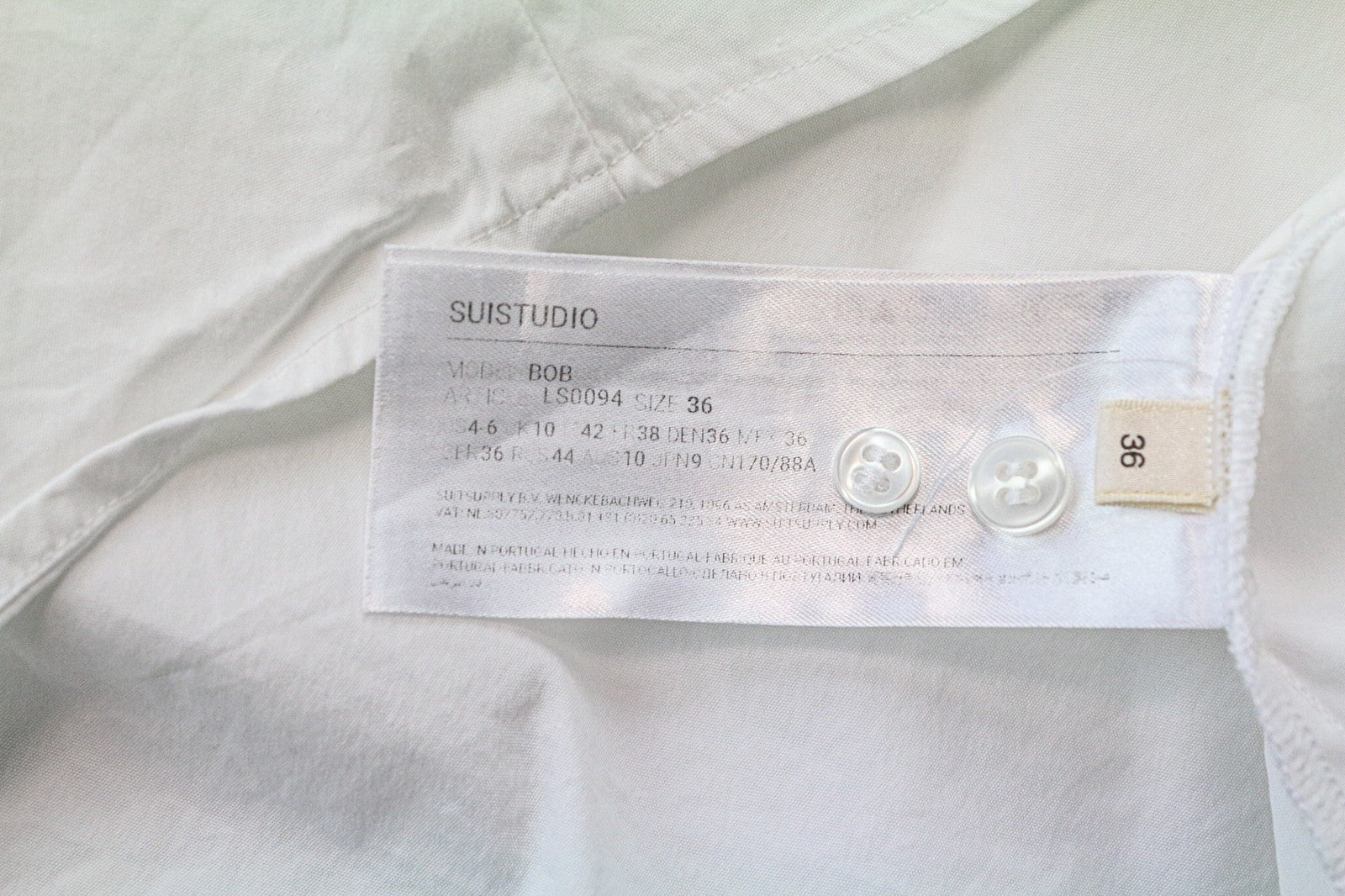 SUISTUDIO Bob Women's Top UK10 White Slim Cotton Blend Formal Boat Neck Blouse