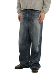 1989 STUDIO Old Mastiff Denim Men Jeans W30 Blue Faded Whiskers Wide Leg RRP486