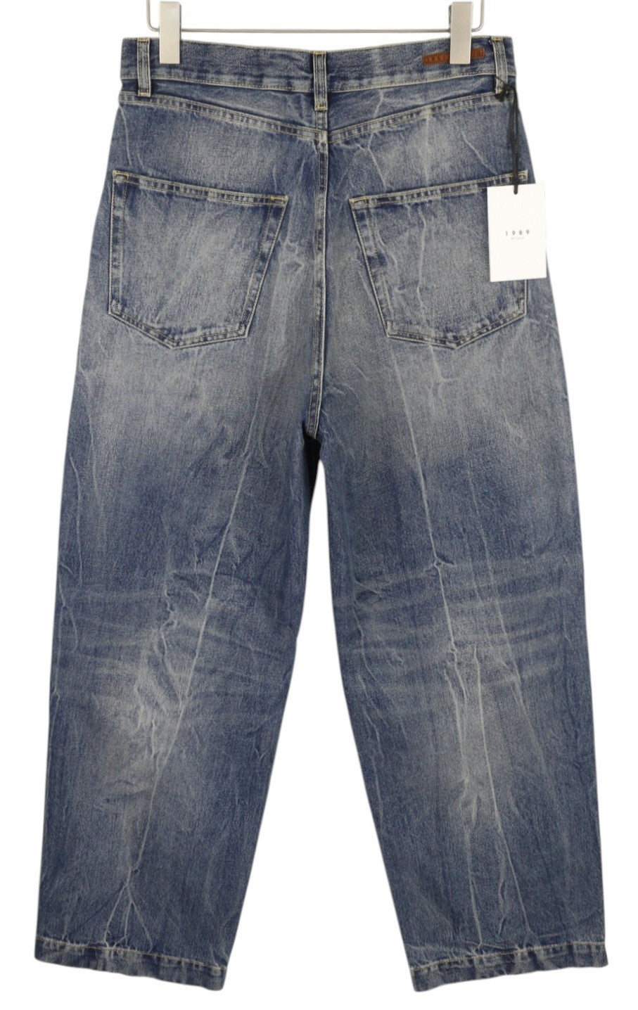 1989 STUDIO Old Mastiff Denim Men Jeans W30 Blue Faded Whiskers Wide Leg RRP486