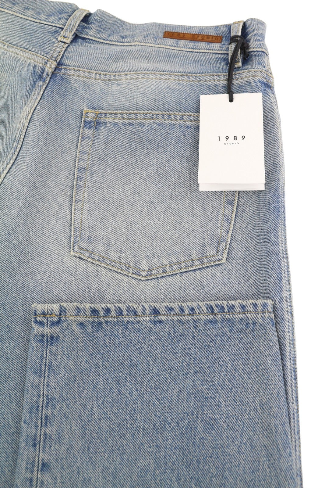 1989 STUDIO Men Jeans W32 Blue Faded Whiskers Tapered Fit Patches Knees FW25