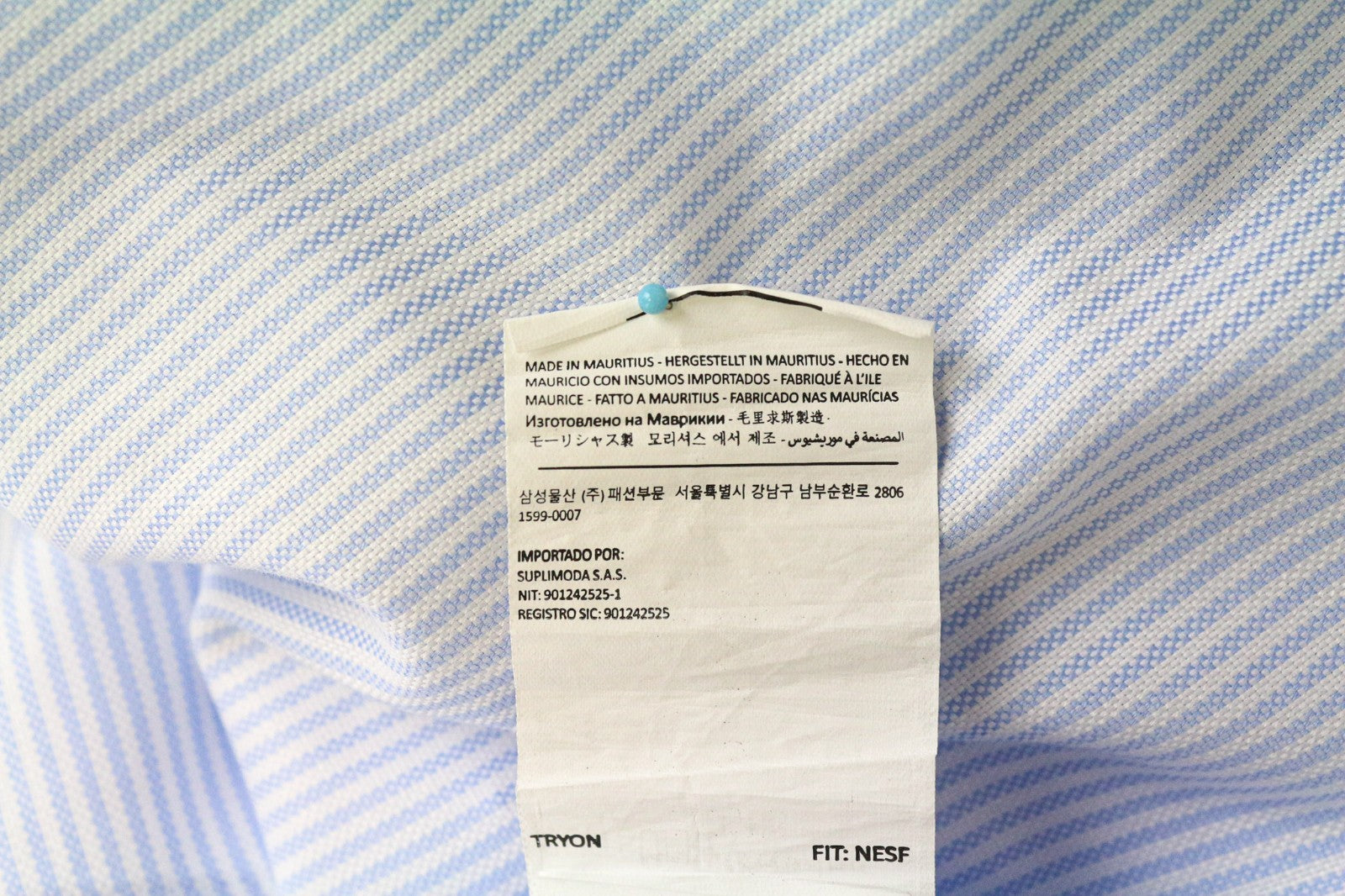 SUITSUPPLY Men's Shirt 40L/15 3/4L Extra Slim Blue Pure Cotton Long Sleeve