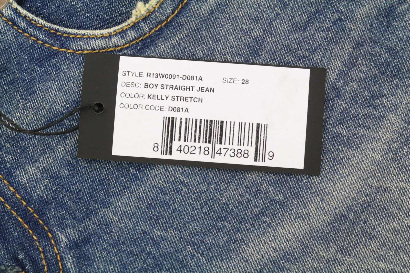 R13 Boy Straight Women Jeans 28 Cropped Ankle Blue Kelly Stretch Washed RRP645