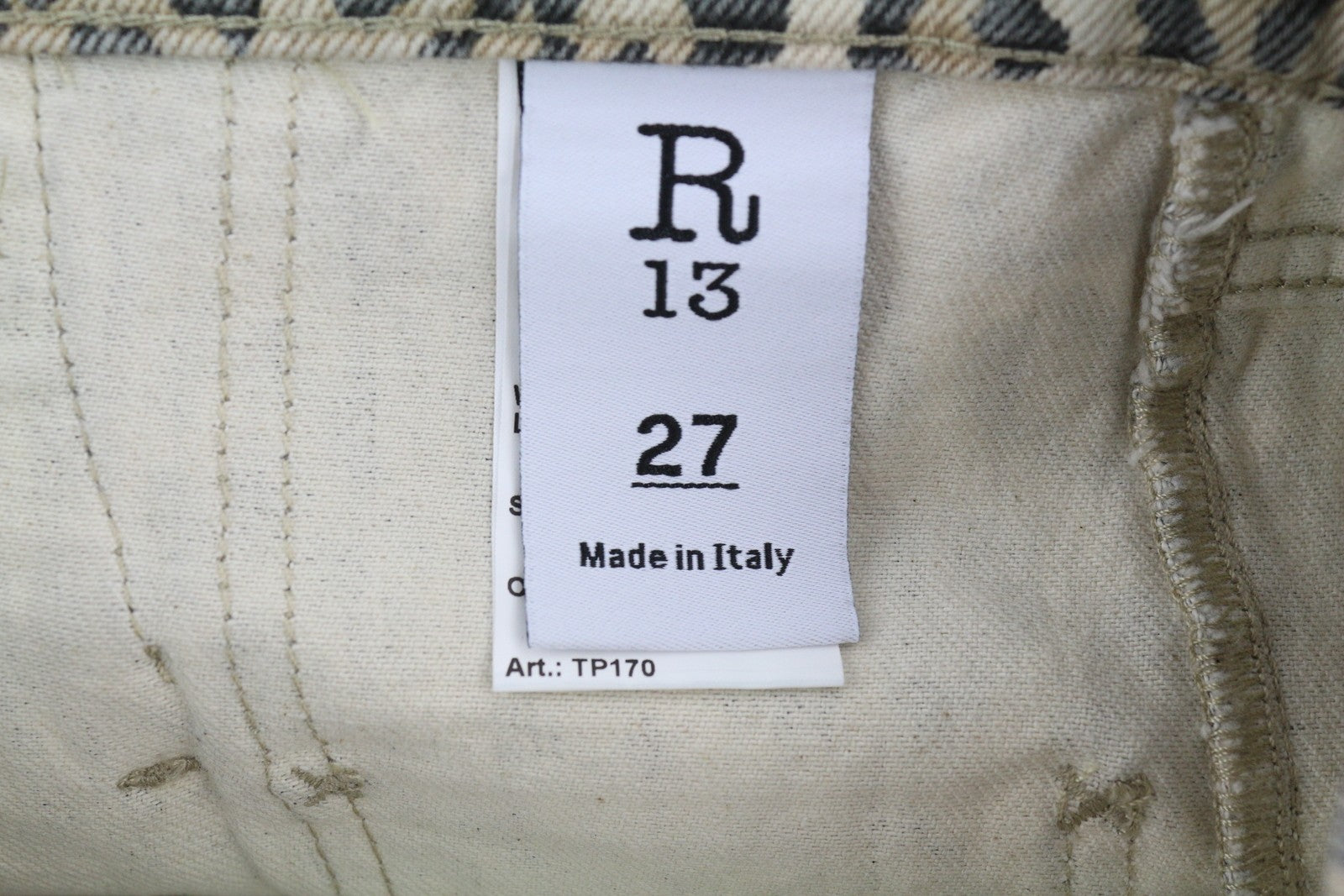 R13 Pouch Pocket Women Shorts 27 Rigid Denim Leopard Print Folded Hem RRP795