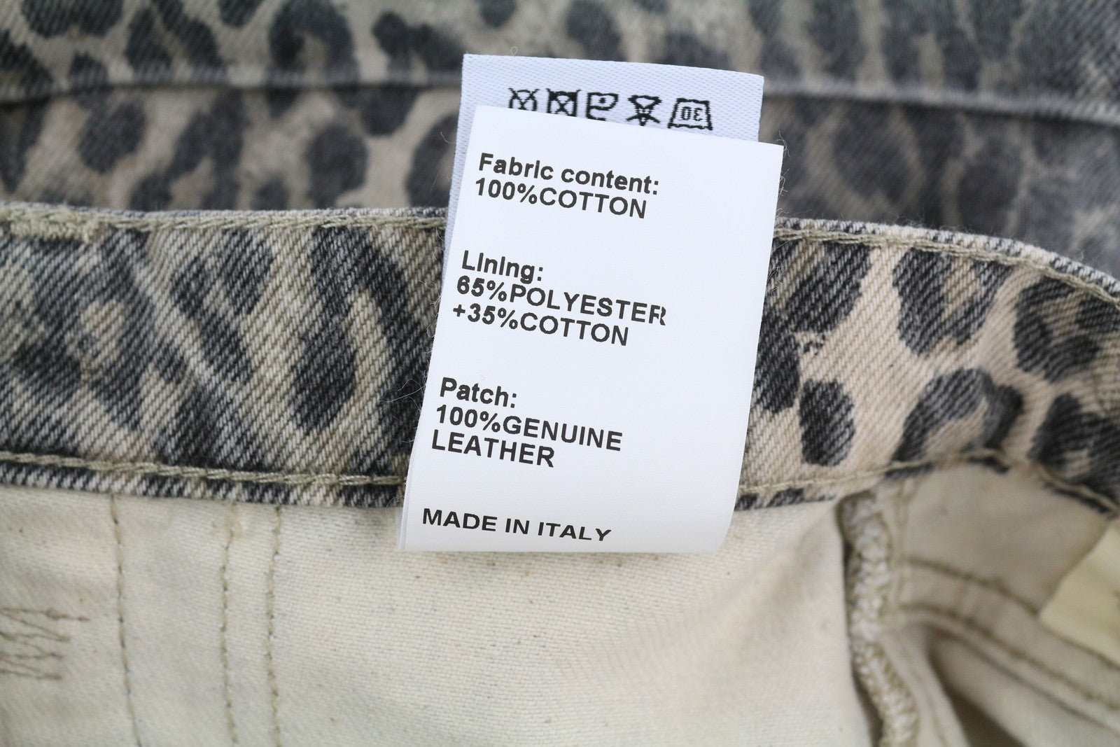 R13 Pouch Pocket Women Shorts 29 Rigid Denim Leopard Print Turn-Up RRP795