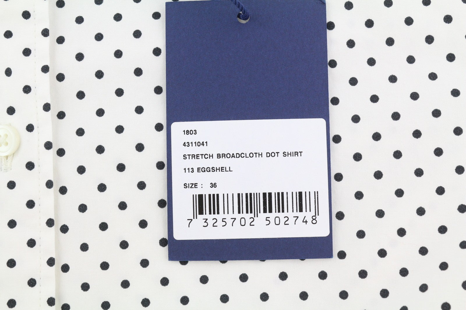 GANT Stretch Broadcloth Dot Women Shirt EU36 White Button-Up Spread Collar