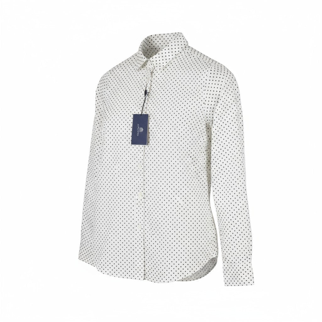 GANT Stretch Broadcloth Dot Women Shirt EU34 White Polka Dot Button-Up Casual