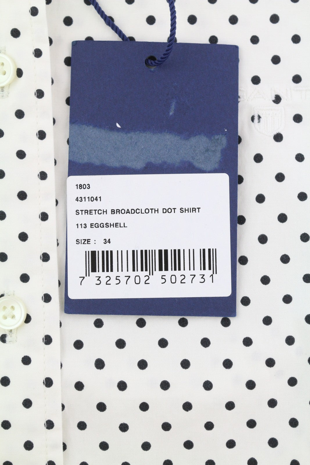 GANT Stretch Broadcloth Dot Women Shirt EU34 White Polka Dot Button-Up Casual