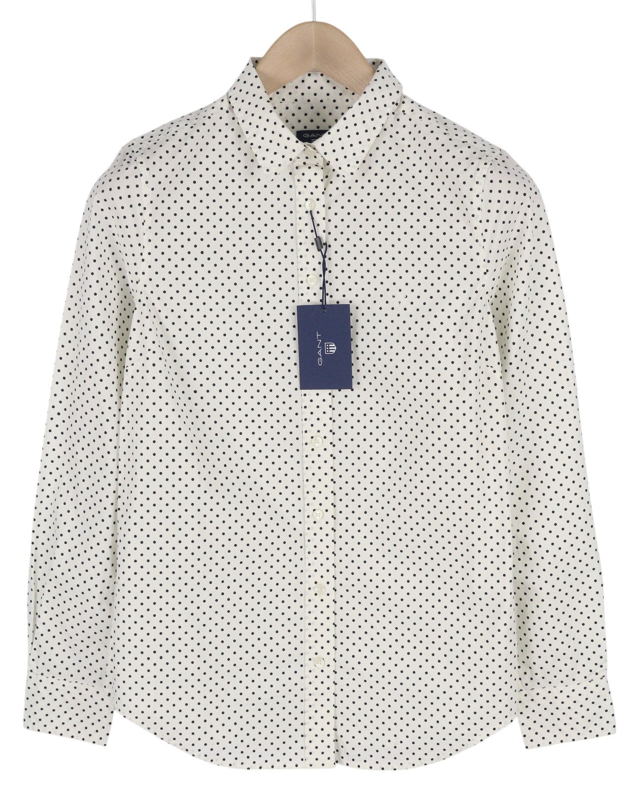 GANT Stretch Broadcloth Dot Women Shirt EU34 White Polka Dot Button-Up Casual