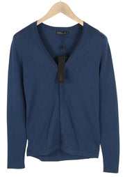 ANTONY MORATO Men Jumper M Blue Cotton Knit Hidden Buttons V-Neck Cardigan