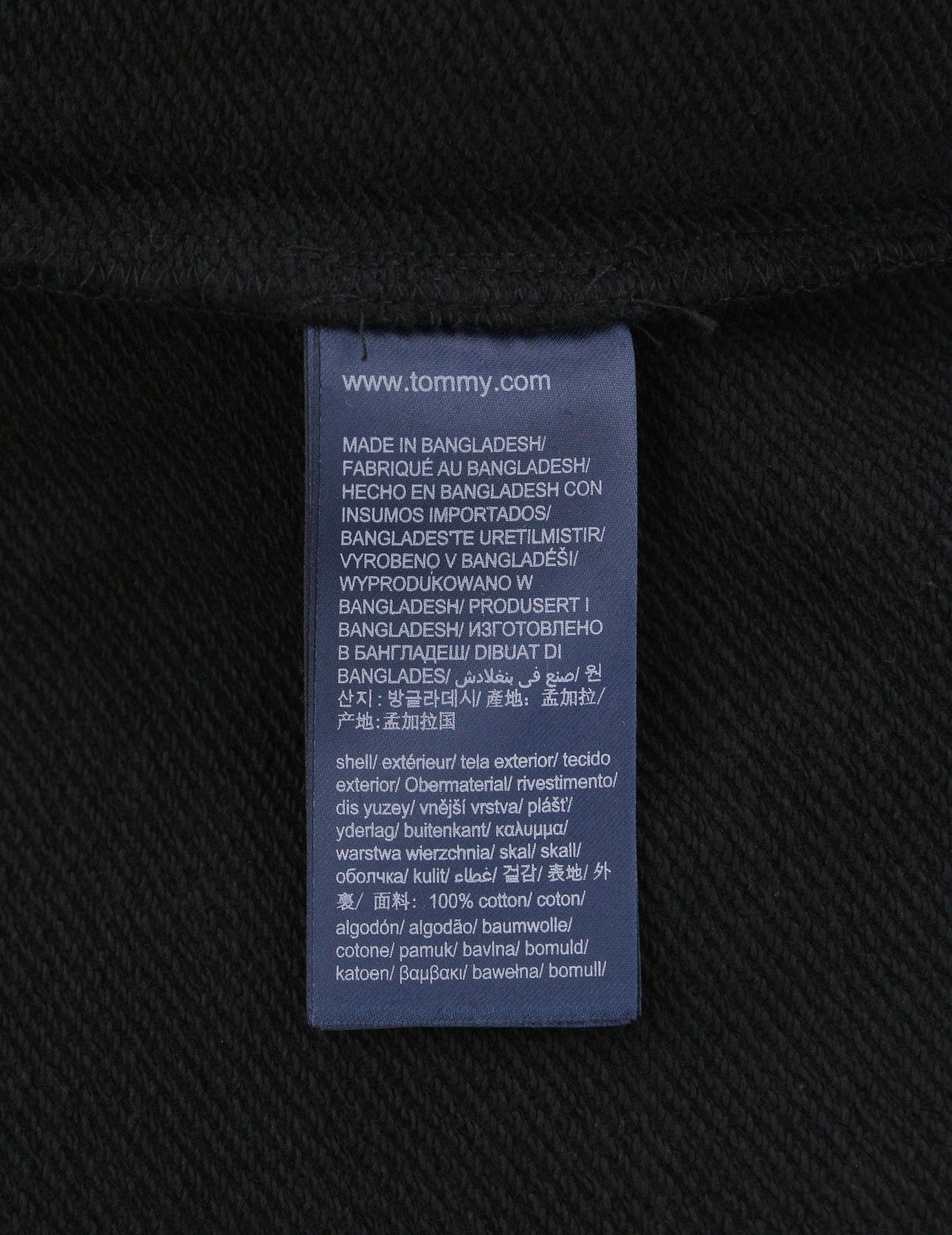 TOMMY HILFIGER Men Hoodie L Black Front Logo Hooded Kangaroo Pocket